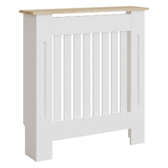 Masca pentru Calorifer ECO-S 78 cm, MDF Vopsit de 18 mm Lame Verticale, Maro/Alb
