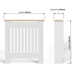 Masca pentru Calorifer ECO-S 78 cm, MDF Vopsit de 18 mm Lame Verticale, Maro/Alb