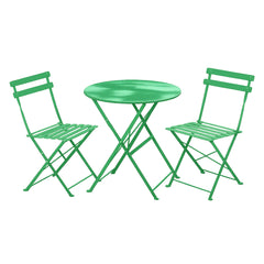 Set Bistro Flair – masă și 2 scaune din oțel vopsit – Verde