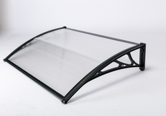 Copertină ECO de ușă 120x80cm marchiză adăpost acoperiș negru-transparent