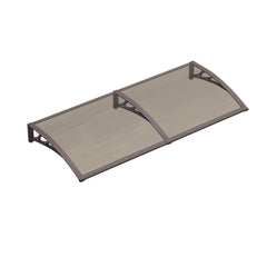 Copertină PREMIUM de ușă 200x120cm marchiză adăpost acoperiș - brațe maro - placă 6mm întreagă bronz