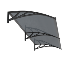 Copertină PREMIUM de ușă 150x100cm / marchiză / adăpost / acoperiș - brațe negre - placă 6mm întreagă antracit