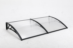 Copertină ECO de ușă 240x100cm marchiză adăpost acoperiș negru-transparent