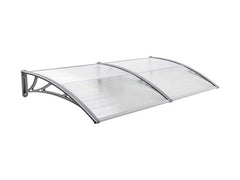 Copertină ECO de ușă 240x60cm marchiză adăpost acoperiș gri-transparent