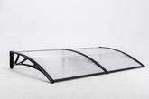 Copertină ECO de ușă 200x100cm marchiză adăpost acoperiș negru-transparent