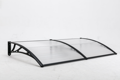 Copertină ECO de ușă 240x100cm marchiză adăpost acoperiș negru-transparent