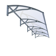 Copertină PRO Alu+Plexiglas de ușă 360x150cm marchiză adăpost acoperiș gri-transparent