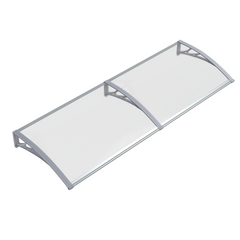 Copertină PREMIUM de ușă 200x60cm / marchiză / adăpost / acoperiș - brațe gri - placă 6mm întreagă transparent