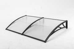 Copertină ECO de ușă 240x100cm marchiză adăpost acoperiș negru-transparent