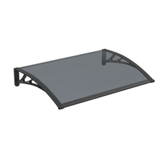 Copertină PREMIUM de ușă 120x80cm / marchiză / adăpost / acoperiș - brațe negre - placă 6mm întreagă antracit