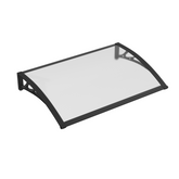 Copertină PREMIUM de ușă 150x60cm / marchiză / adăpost / acoperiș - brațe negre - placă 6mm întreagă transparent