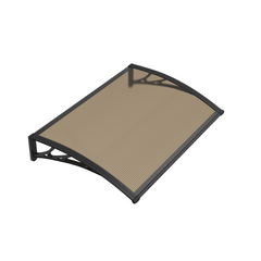 Copertină PREMIUM de ușă 60x60cm / marchiză / adăpost / acoperiș - brațe negre - placă 6mm întreagă bronz