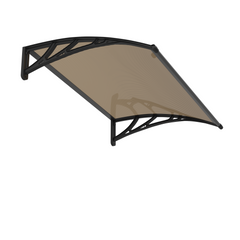 Copertină PREMIUM de ușă 100x80cm / marchiză / adăpost / acoperiș - brațe negre - placă 6mm întreagă bronz