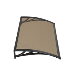 Copertină PREMIUM de ușă 80x60cm / marchiză / adăpost / acoperiș - brațe negre - placă 6mm întreagă bronz