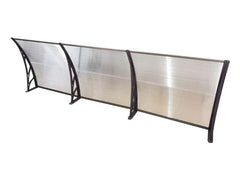Copertină ECO de ușă 300x60cm marchiză adăpost acoperiș gri-transparent
