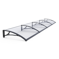 Copertină PRO Alu+Plexiglas de ușă 400x80cm marchiză adăpost acoperiș negru-transparent