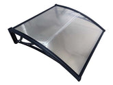Copertină ECO de ușă 100x80cm marchiză adăpost acoperiș negru transparent