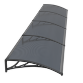 Copertină PREMIUM de ușă 400x120cm marchiză adăpost acoperiș - brațe negre - placă 6mm întreagă antracit