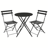 Set Bistro Flair - mobilier terasa gradina, 2 scaune + masa, otel vopsit - NEGRU