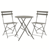 Set Bistro Flair - mobilier terasa gradina, 2 scaune + masa, otel vopsit - Bej (Grey Brown)