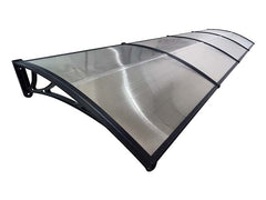 Copertină ECO de ușă 400×80cm marchiză adăpost acoperiș negru-transparent