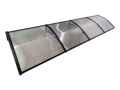 Copertină ECO de ușă 400×80cm marchiză adăpost acoperiș negru-transparent