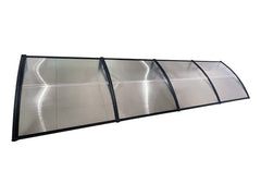 Copertină ECO de ușă 400×80cm marchiză adăpost acoperiș negru-transparent