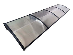 Copertină ECO de ușă 400×80cm marchiză adăpost acoperiș negru-transparent