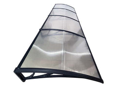 Copertină ECO de ușă 360×150cm marchiză adăpost acoperiș negru-transparent
