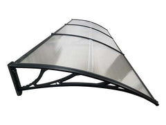 Copertină ECO de ușă 300×80cm marchiză adăpost acoperiș negru-transparent