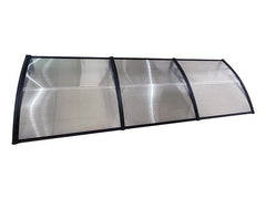 Copertină ECO de ușă 300×80cm marchiză adăpost acoperiș negru-transparent