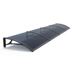 Copertină PRO Alu+Plexiglas de ușă 400x120cm marchiză adăpost acoperiș negru-antracit