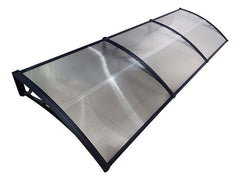 Copertină ECO de ușă 300x60cm marchiză adăpost acoperiș negru-transparent