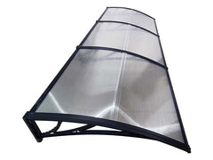 Copertină ECO de ușă 300x60cm marchiză adăpost acoperiș negru-transparent