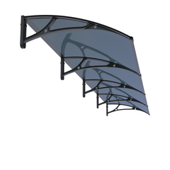 Copertină PRO Alu+Plexiglas de ușă 360x150cm marchiză adăpost acoperiș negru-antracit