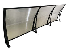 Copertină ECO de ușă 300x60cm marchiză adăpost acoperiș negru-transparent