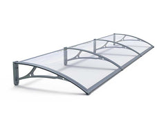 Copertină PRO Alu+Plexiglas de ușă 360x120cm marchiză adăpost acoperiș gri-transparent
