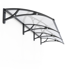 Copertină PRO Alu+Plexiglas de ușă 300x80cm marchiză adăpost acoperiș negru-transparent