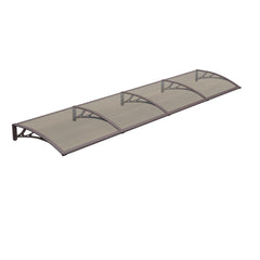 Copertină PREMIUM de ușă 400x80cm / marchiză / adăpost / acoperiș - brațe maro - placă 6mm întreagă bronz
