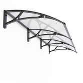 Copertină PRO Alu+Plexiglas de ușă 360x80cm marchiză adăpost acoperiș negru-transparent