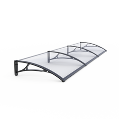 Copertină PRO Alu+Plexiglas de ușă 300x80cm marchiză adăpost acoperiș negru-transparent