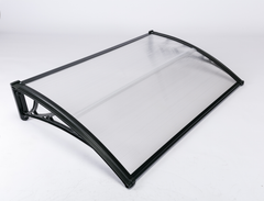 Copertină ECO de ușă 120x80cm marchiză adăpost acoperiș negru-transparent
