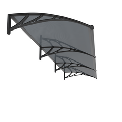 Copertină PREMIUM de ușă 300x80cm / marchiză / adăpost / acoperiș - brațe negre - placă 6mm întreagă antracit