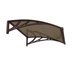 Copertină PREMIUM de ușă 120x60cm / marchiză / adăpost / acoperiș - brațe maro - placă 6mm întreagă bronz