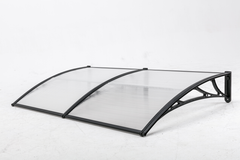 Copertină ECO de ușă 200x100cm marchiză adăpost acoperiș negru-transparent