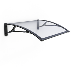 Copertină PRO Alu+Plexiglas de ușă 150x80cm marchiză adăpost acoperiș negru-transparent