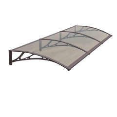 Copertină PREMIUM de ușă 300x150cm / marchiză / adăpost / acoperiș - brațe maro - placă 6mm întreagă bronz