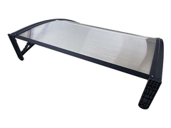 Copertină ECO de ușă 80x80cm marchiză adăpost acoperiș negru-transparent
