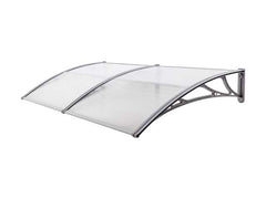 Copertină ECO de ușă 240x60cm marchiză adăpost acoperiș gri-transparent