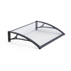 Copertină PRO Alu+Plexiglas de ușă 150x80cm marchiză adăpost acoperiș negru-transparent